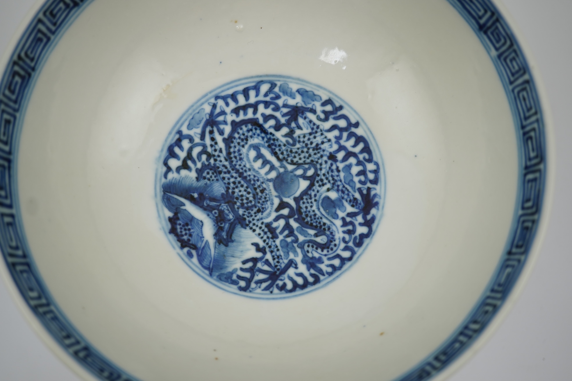 A Chinese blue and white ‘dragon’ stem bowl, Guangxu six character mark and of the period (1875-1908)
